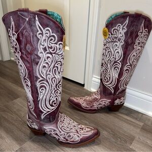 Corral Boots Glow In The Dark Tall Western Boots in Dark Pink A4698